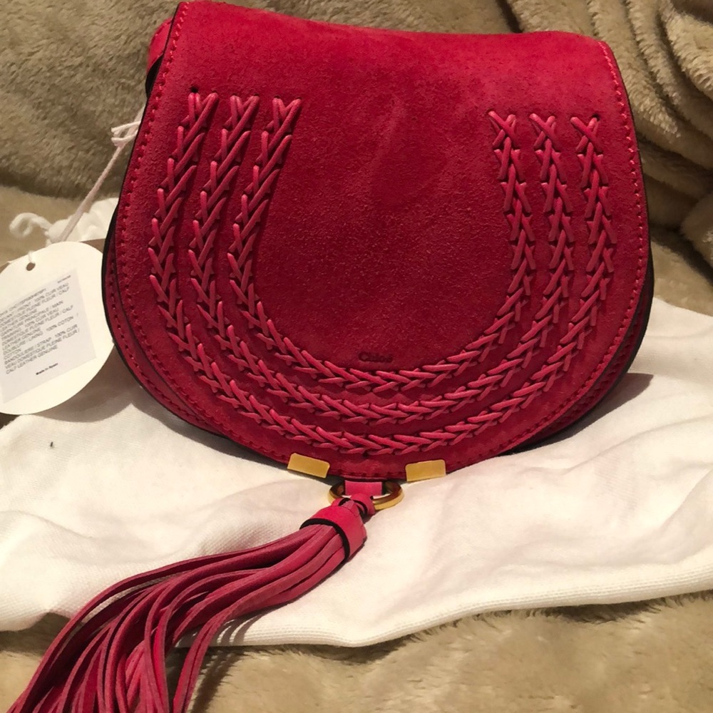 CHLOE Mini Marcie Round Saddle Bag Fuchsia Pink